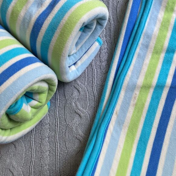 Baby Boy Kids Bundle 3 Striped Sherpa Blankets - Picture 9 of 9